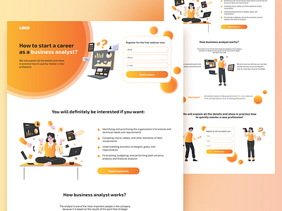 Landingpage for Business analyst business color design figma form gradient header illustration join landing landing page register sing in singin ui ux vector website