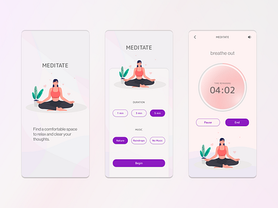 DailyUI Challenge 014: Countdown Timer challenge countdown dailyui dailyui014 design meditate mobile screen timer ui uxui