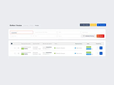 Incoming Invoice Table List and Filter Components admin calendar dashboard date filter graphic design invoice panel table ui user interface
