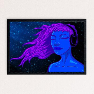 Music Headphones apparel comics design headphones illustration mascot music design night time illustration portrait procreate purple stars vector