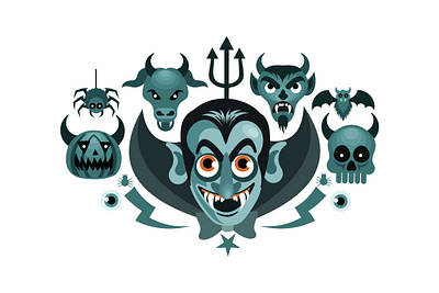 Set of Halloween Graphics Spooky Vector Illustration sticker