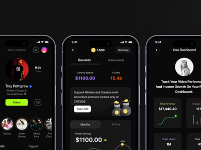 CRTSIDE APP app application basketball branding coin crtside crypto mobile nft player sports tracker tracking ui uiux ux