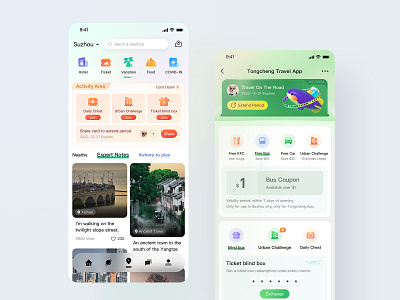 A local travel app clean ui coupon design daily practice firmon ip gradual icon green ui icon icon box icon chest icon city icon covid icon design icon food icon hotel icon ticket icon vacation ip logo meterial design travel app