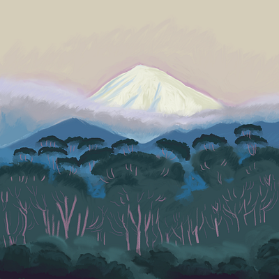 Mt. Taranaki Animation animation clouds digital painting illustration landscape motion design mountain nature new zealand photoshop trees video wacom