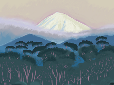 Mt. Taranaki Animation animation clouds digital painting illustration landscape motion design mountain nature new zealand photoshop trees video wacom