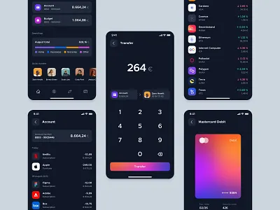 Banking Mobile App - Concept app app design bank account bank app banking bitcoin credit card crypto finance financial fintech minimal mobile app mobile design mockup money money transfer product design transactions ui