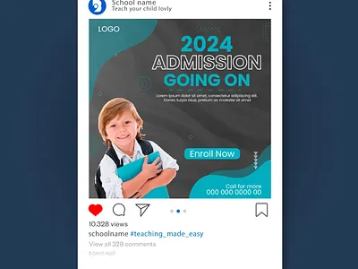 School | Collage | Admission Instagram Social Media Design admission banner behance branding collage confirmation dribbble facebook going school graphic design instagram kid media recognition red school social media teenager