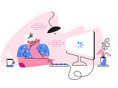 404 404 adobe illustrator ai computer flat illustration loading procreate vector workplace