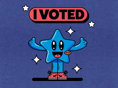 I Voted! blue color fun happy illustration red usa vector vote white