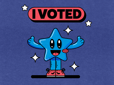 I Voted! blue color fun happy illustration red usa vector vote white