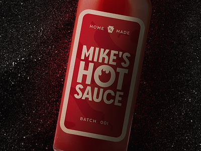 Mike's Hot Sauce, Bottle bottle branding flame hot hot sauce label pattern pepper red typography