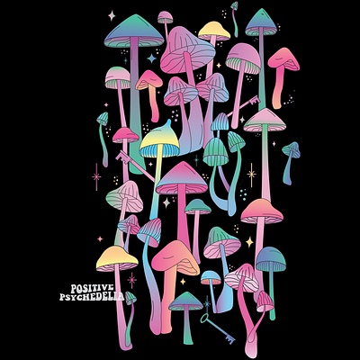 Shroom Apparel Design for Positive Psychedelia apparel apparel design apparel graphic gradient hippie love mush mushrooms neon shirt shrooms shroomy t shirt trippie