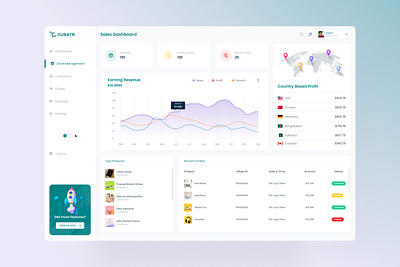 Curatr Sales Dashboard UI admin admin interface admin panel admin theme admin ui analytics dashboard dashboard design dashborad dashbord design graphs interface seles dashboard sidebar stats ui design user user dashboard ux ui design