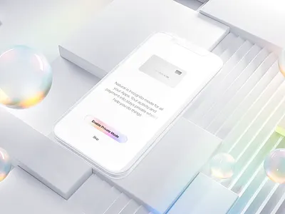 Enabling private mode for onboarding 3d activation ai animation branding c4d card credit enabling generative illustration ios motion procedural protection safe secure security ui ux