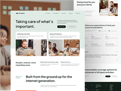 Swagata - Insurance Company Website Design agent assurance broker business insurance company profile corporate features footer header insurance insurance company landing page layout life insurance products protection risk ui design uiuxdesign website
