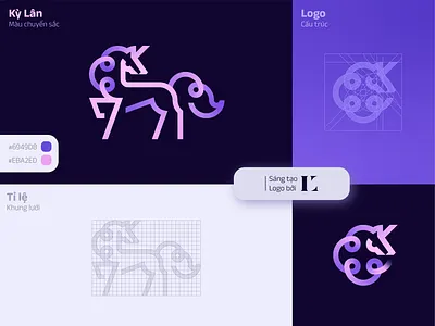 Unicorn Logo (Kỳ Lân) horse logo logo animal logo elegent logo gradient logo minimal pegasus unicorn
