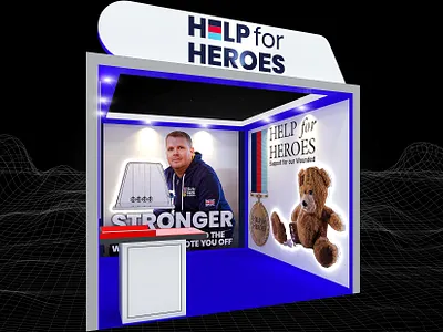 Help for Heroes 3x3 Exhibition Booth 3d 3x3 booth branding charity design event exhibition fair fundraiser fundraising render show space stand