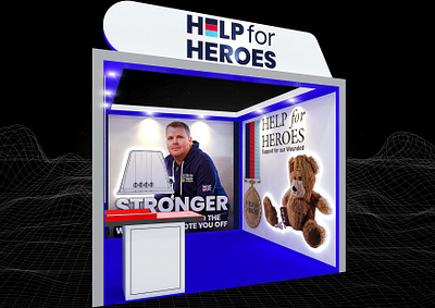 Help for Heroes 3x3 Exhibition Booth 3d 3x3 booth branding charity design event exhibition fair fundraiser fundraising render show space stand