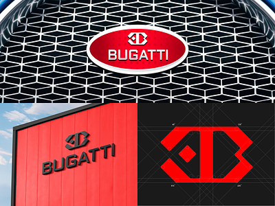 Logo Exploration- Bugatti branding bugatti car graphic design grid ligaturefont ligaturelogo logo logomark luxury minimalist modren moin profesional red redesign sport car supercar symbol visual identity