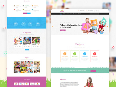 Poznan - Kindergarten & School Web Design branding business children design elementary school illustration kids kids school kids theme kindergarten kindergarten theme logo modern portfolio preschool preschool theme school teacher ui ux