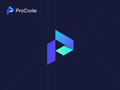 ProCode, P letter logo, Coding logo brand branding coding geometric icon identity lettermark logo logotype mark minimal logos minimalist logos modern logo p letter logo procode simple logo software symbol top vector