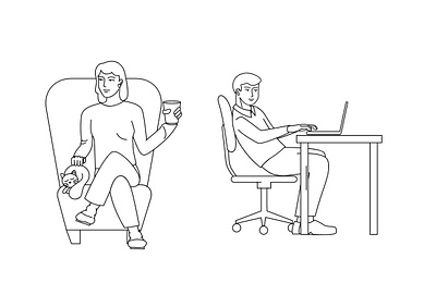 Posture back hurt healthy human illustration lifestyle office worker people posture silhouette simple vector work from home
