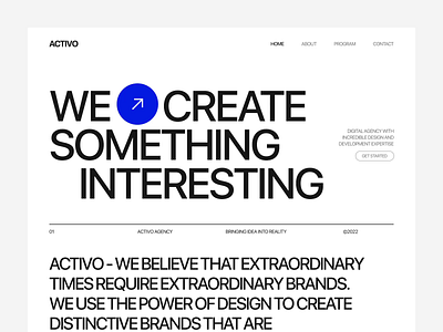 ACTIVO - Creative Agency Landing Page Animation✨ agency animation branding brutalist creative graphic design home page landing page motion graphics popular service study case trending ui uiux web design website website agency website design