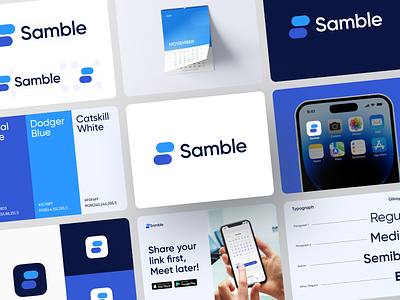 Samble - Logo, Brand Design blue logo brand brand design brand guideline branding card logo logo design logo designer logo s logodesign mark mockup modern logo s logo visual identity