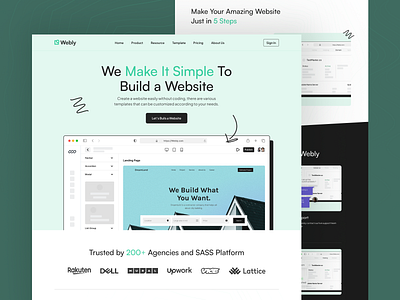 Webly - Website Builder Landing Page clean figma flat illustration landing page minimal mockup retro sass trend ui ui design ux ux design web website website builder