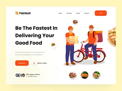 Food Delivery Landing Page delivery app design food food delivery food delivery service food order landing page marketing page mockup pizza app restaurant restaurant app ui ui design uiux ux web web design webdesign website design