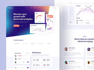 Blaze – Sale analytics SaaS Landing Page Design analytics design figma download figma freebies free figma download freebies landing page ui ui design ui ux uikit ux design web website website design