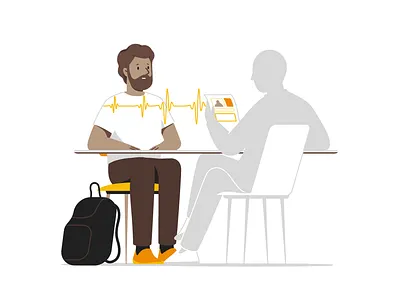 At the interview app flat illustration interview lineart mental health minimalistic stress vector
