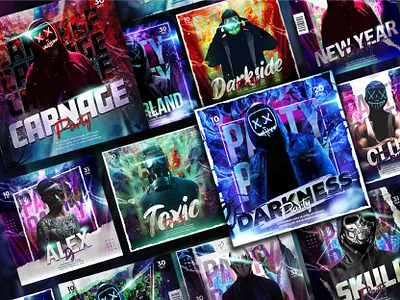 Party club flyer poster for instagram social media app banner branding dark design flyer graphic design illustration logo night club party instagram poster poster night club social media typography vector