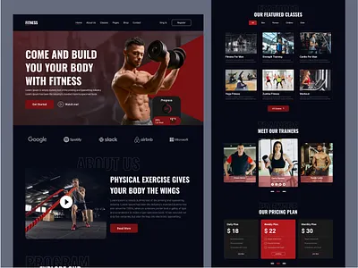 Fitness Landing Page bodybuilding dribbble best shot exercise fitness fitness studio fitness website gym health healthy homepage landing page lifestyle muscle building popular sport training ui design web design website workout