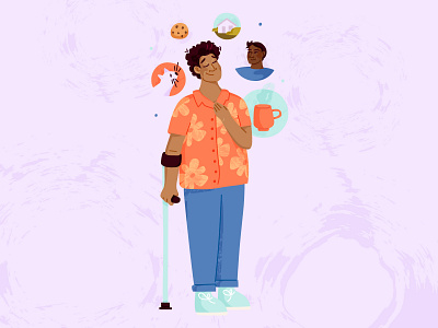 Thankful Illustration character design design digital drawing illustration man self care tayla de beer texture thankful