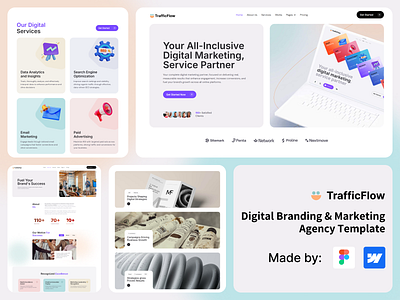 Modern & Elegant Agency Webflow Template agency website business design e commerce marketing strategy marketing strategy development paid advertising campaigns saas marketing campaigns seo optimization services template top marketing firms webflow website