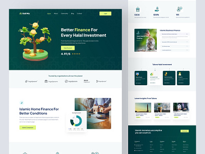 Takwa-Islamic Finance Landing Website banking landing design halal bank landing page illustration islami bank landing layout logo mobile app redesign ui ux web design