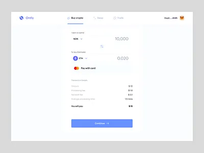 Ontly On-Ramp bitcoin blockchain buy crypto dashboard design ethereum exchange fintech off ramp on ramp ui uiux uiux design web3 webapp