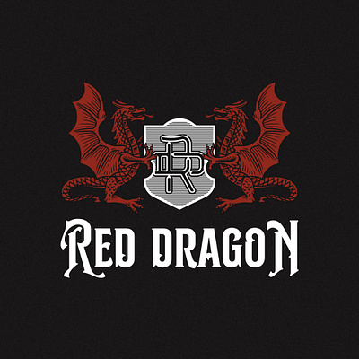 Red Dragon badge branding classic design handdrawn illustration logo vintage vintagelogo