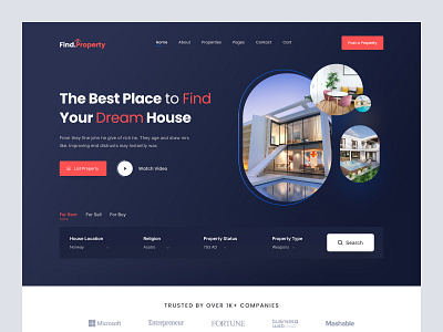 Find.Property-Property Landing Page Website-Dark house landing layout mobile app property property management real estate redesign ui ux web design