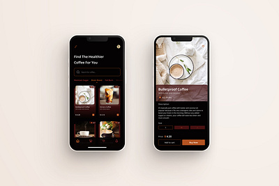 Find Heathier coffee for you app appdesign coffe screen design shoppingcart ui