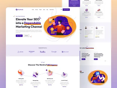 SEO Marketing Agency Landing page agency business consulting corporate design digital marketing fleexstudio gradient homepage illustration landing page marketing minimal seo smm ui uiux web design web ui website design