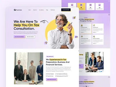 Tax Consulting Agency Landing Page advisor agency colorful consultant consultation consulting corporate finance financial fleexstudio gradient homepage hr illustration landing page tax ui uiux webdesign website design