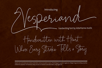 Vesperiand Handwriting Font branding graphic design logo ui