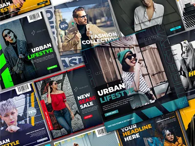Fashion set flayer poster social media app banner branding dark design fashion fashion promo graphic graphic design illustration instagram logo poster social media template ui vector