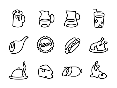 One line icons branding cafe design drinks food icon illustration logo restaurant ui ux vector web