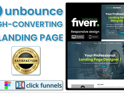 Unbounce Landing Page Designer clickfunnels email marketing figma figma to unbounce funnel builder kajabi kalviyo landing page landing page design mailchimp membership funnel sales funnel ui unbounce unbounce page builder