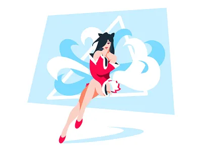 Ahri adobe illustrator ahri color design fan art game illustration illustrator league of legend lol vector