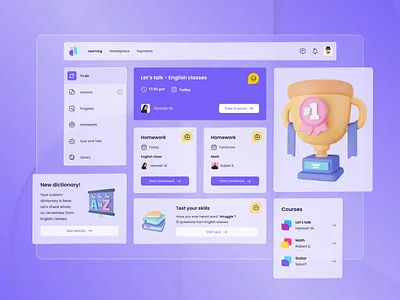 eLearning platform concept 3d 3dillustration clean clean ui concept courses dashboard design edtech educational elearning illustration interface progress studies ui uidirection ux webdesign
