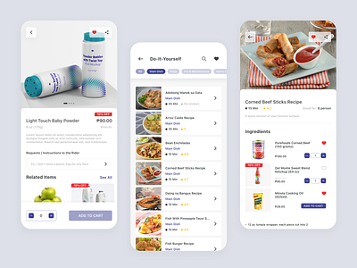 Product Display & D-I-Y Cook Book app app design cook book delivery ecommerce food food delivery grocery mobile mobile app mobile app design product super app ui design ui ux